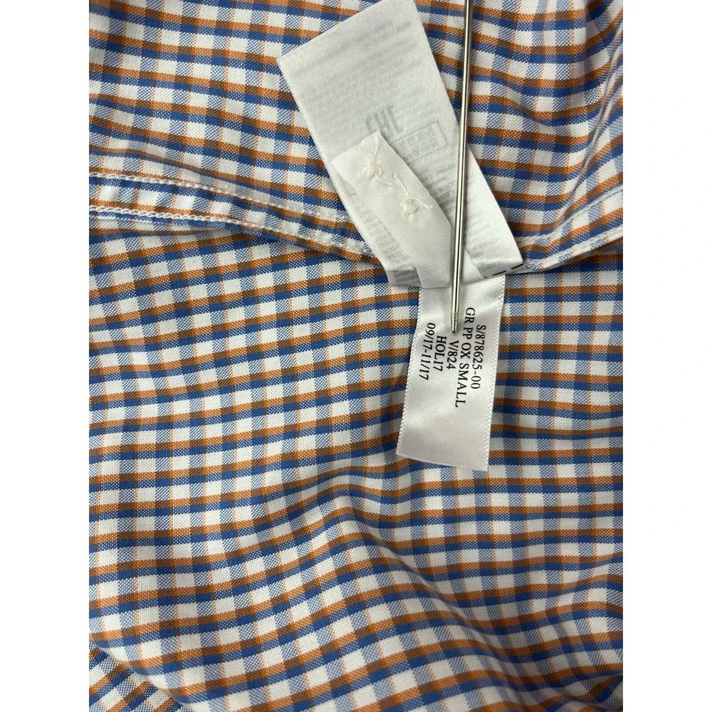 BANANA REPUBLIC Shirt Men Large Check Gingham Grant Fit Stretch Pinpoint Oxford